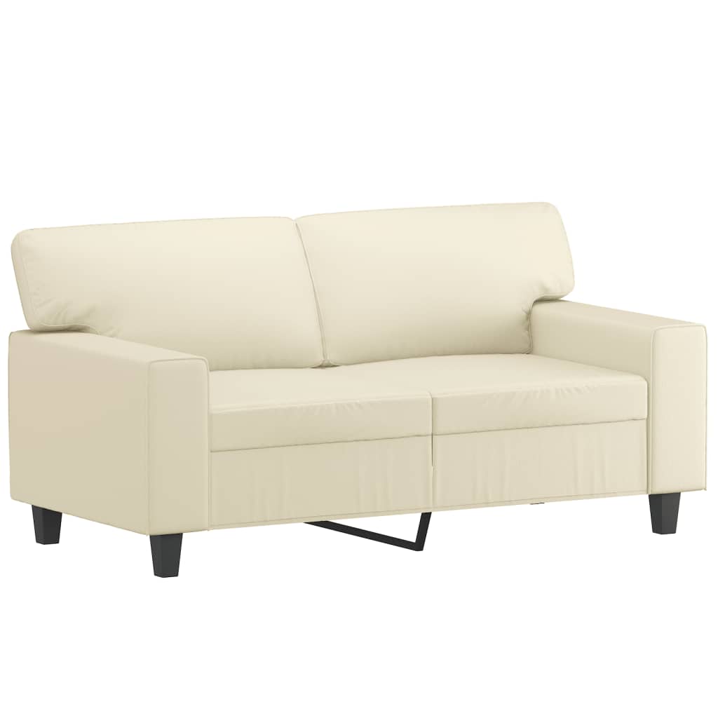 Sofá 2 lugares + almofadas decorativas 120cm couro artif. creme