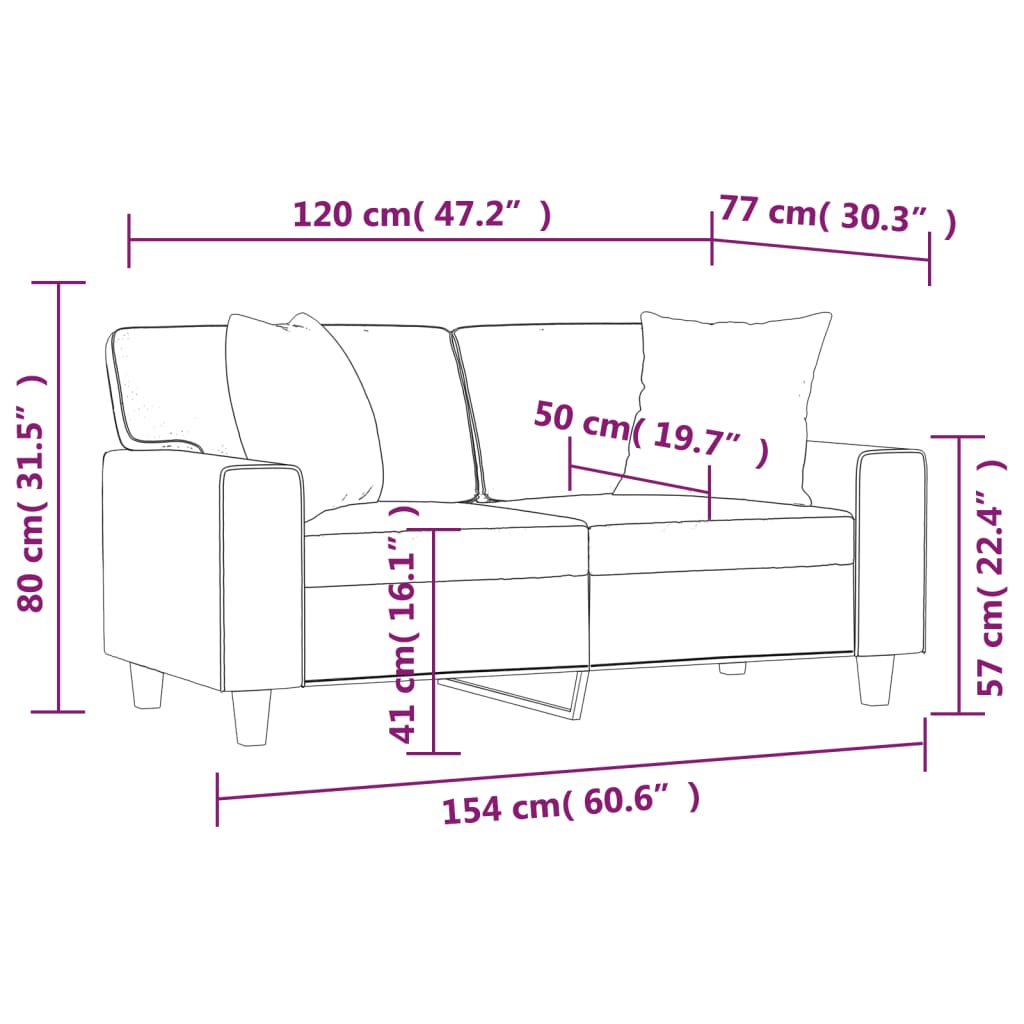 Sofá 2 lugares + almofadas decorativas 120cm couro artif. creme