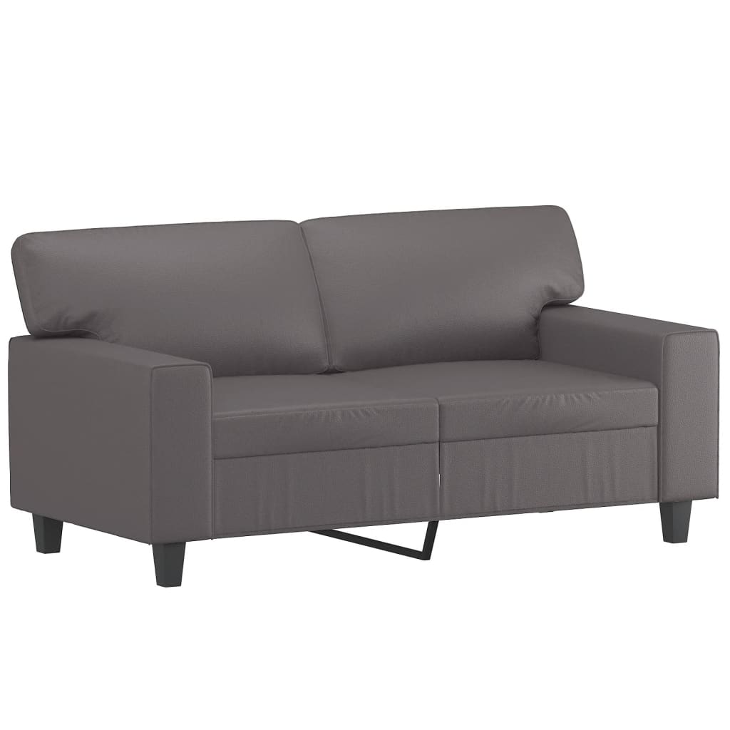 Sofá 2 lugares + almofadas decorativas 120cm couro artif. cinza