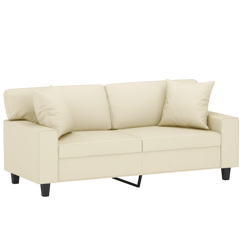 Sofá 2 lugares + almofadas decorativas 140cm couro artif. creme