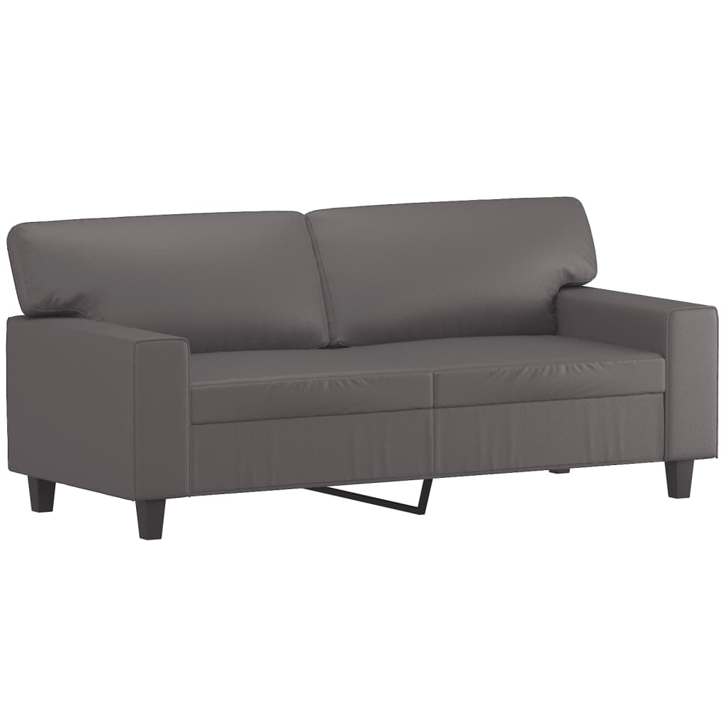 Sofá 2 lugares + almofadas decorativas 140cm couro artif. cinza
