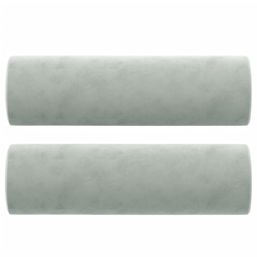 2-seater sofa + decorative cushions 120cm light grey velvet