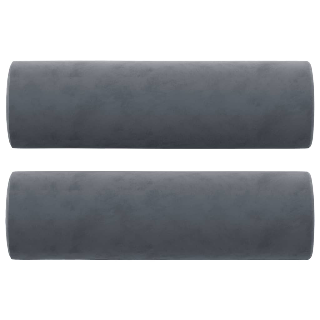 Sofá 2 lug. c/ almofadas decorativas 120 cm veludo cinza-escuro