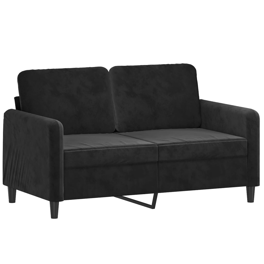 Sofá 2 lugares c/ almofadas decorativas 120 cm veludo preto