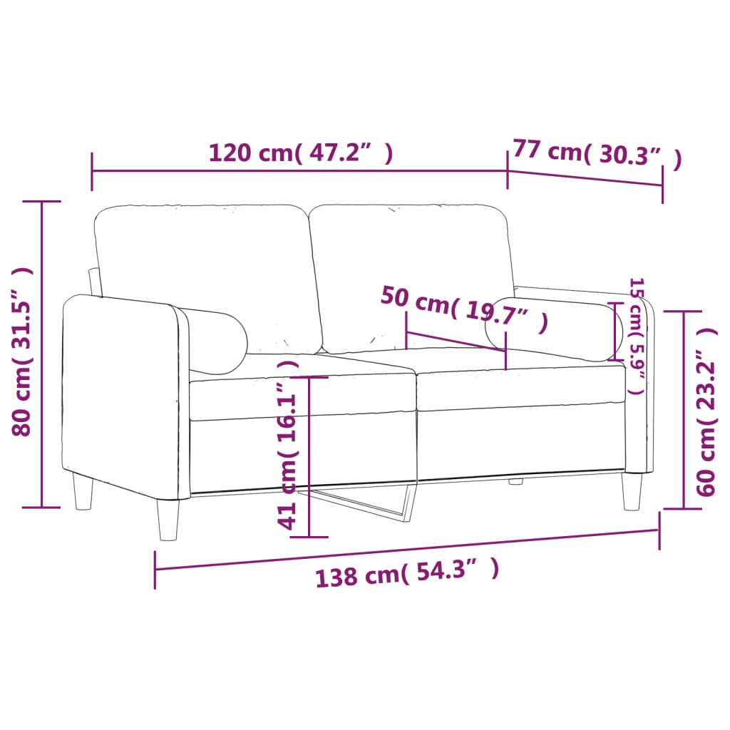 Sofá 2 lugares c/ almofadas decorativas 120 cm veludo preto