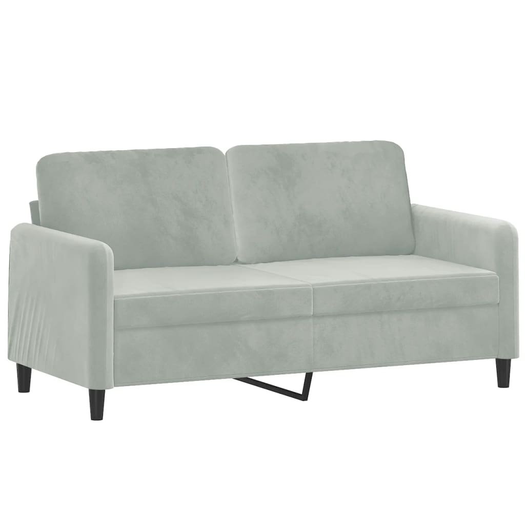 Sofá 2 lugares + almofadas decorativas 140cm veludo cinza-claro