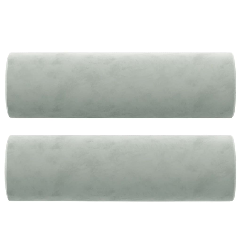 Sofá 2 lugares + almofadas decorativas 140cm veludo cinza-claro