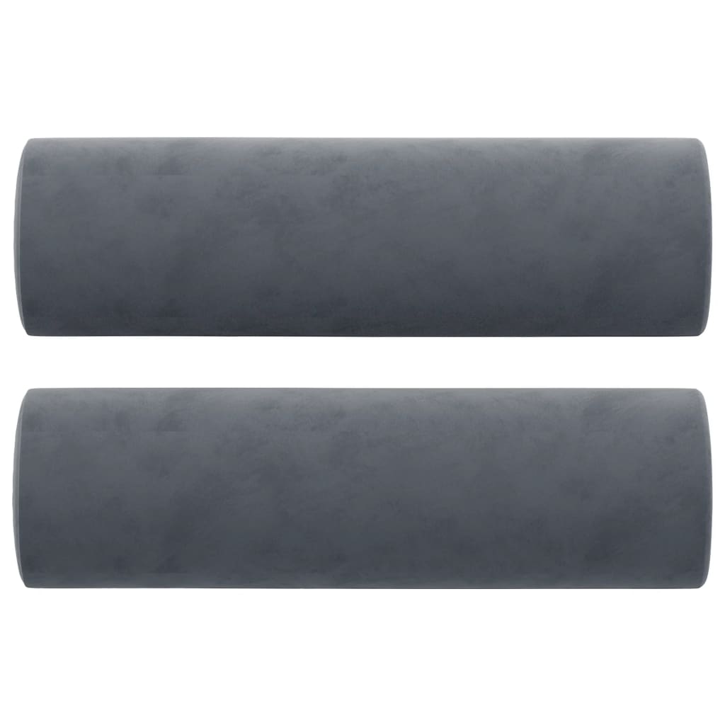 Sofá 2 lug. c/ almofadas decorativas 140 cm veludo cinza-escuro