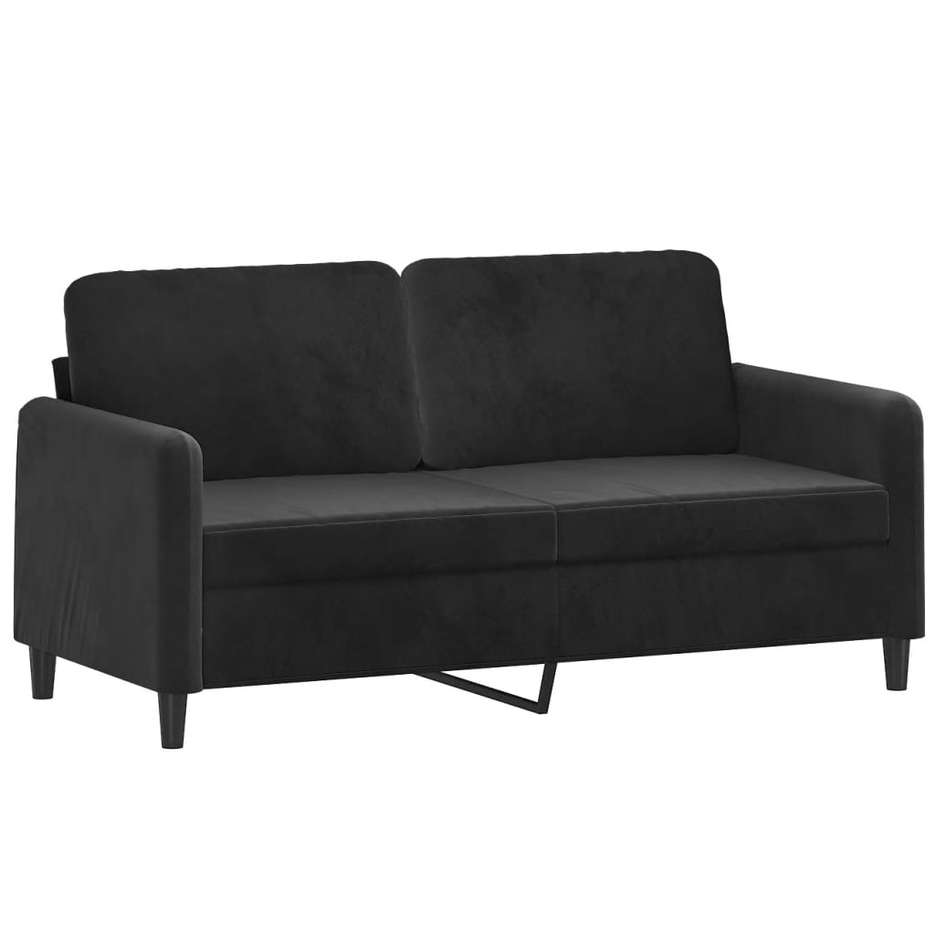Sofá 2 lugares c/ almofadas decorativas 140 cm veludo preto