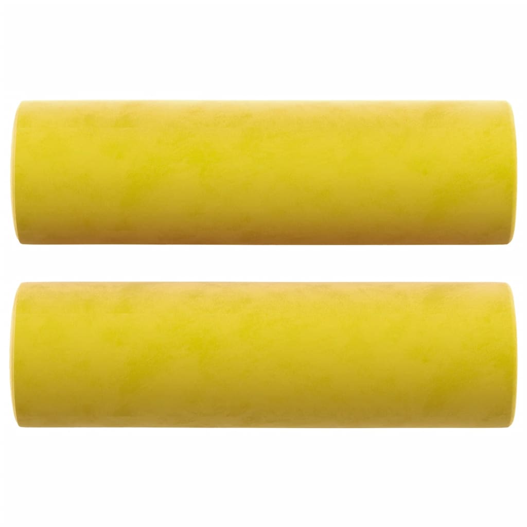 Sofá 2 lugares c/ almofadas decorativas 140 cm veludo amarelo