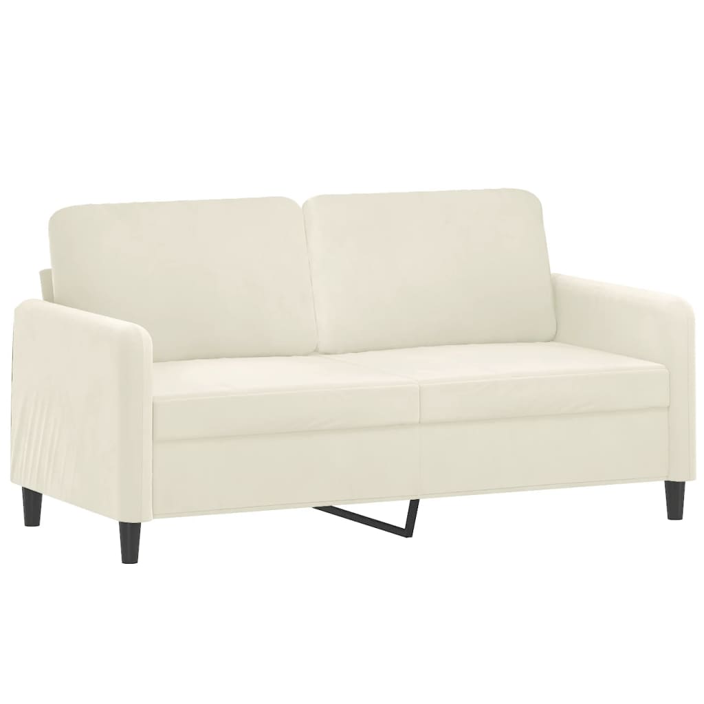 Sofá 2 lugares c/ almofadas decorativas 140 cm veludo creme