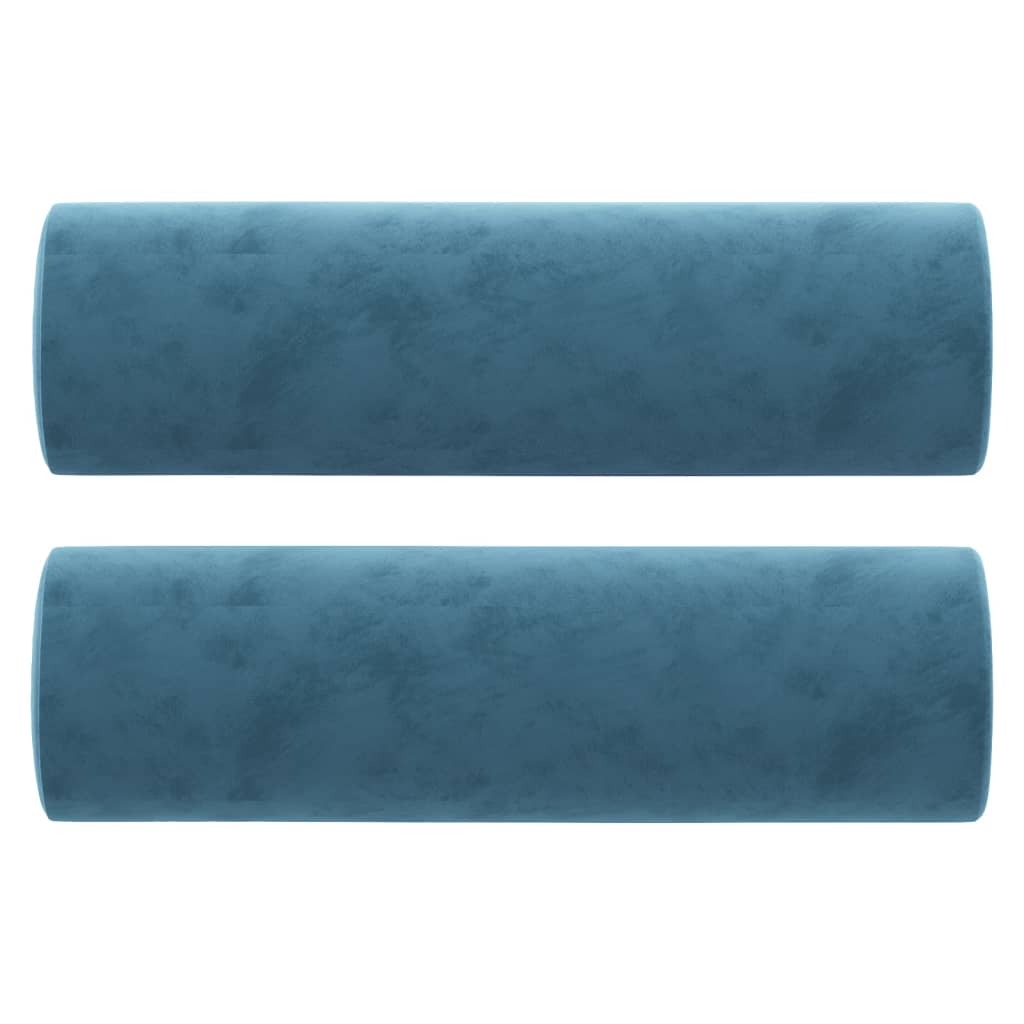 2-seater sofa with decorative cushions 140 cm blue velvet