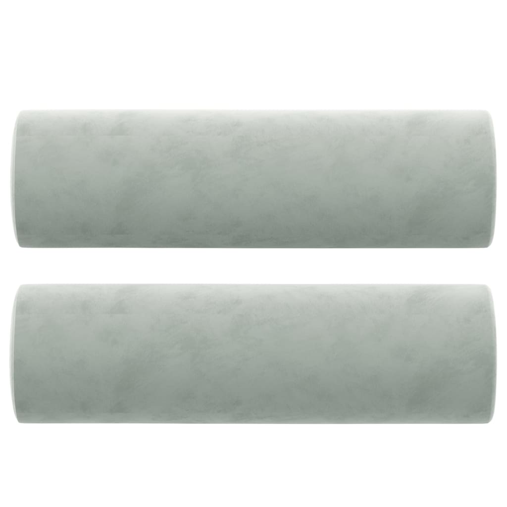 Sofá 3 lugares + almofadas decorativas 180cm veludo cinza-claro