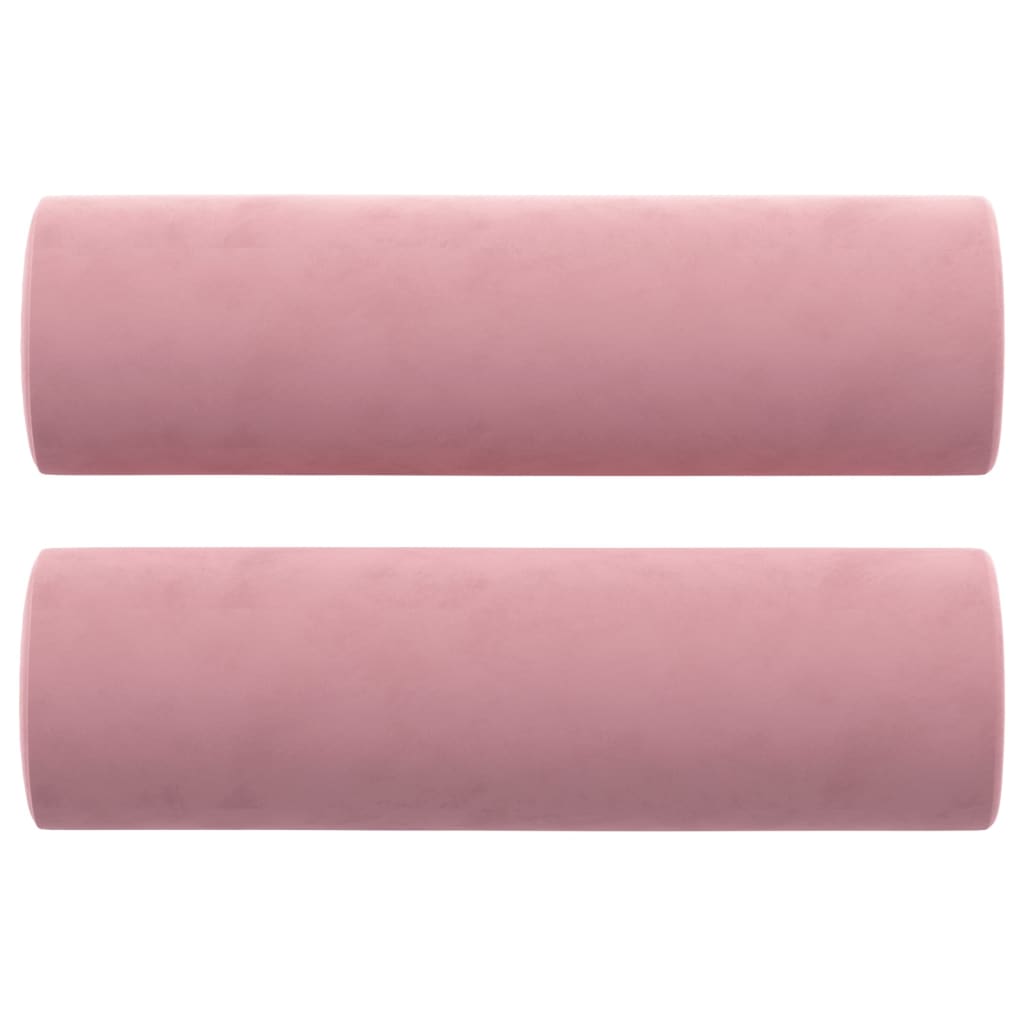 Sofá 3 lugares c/ almofadas decorativas 180 cm veludo rosa