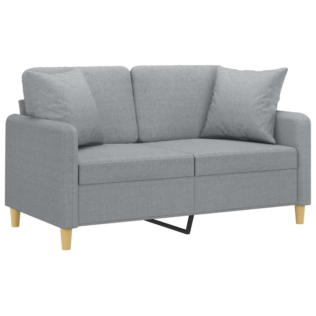 2-seater sofa + decorative cushions 120cm light gray fabric