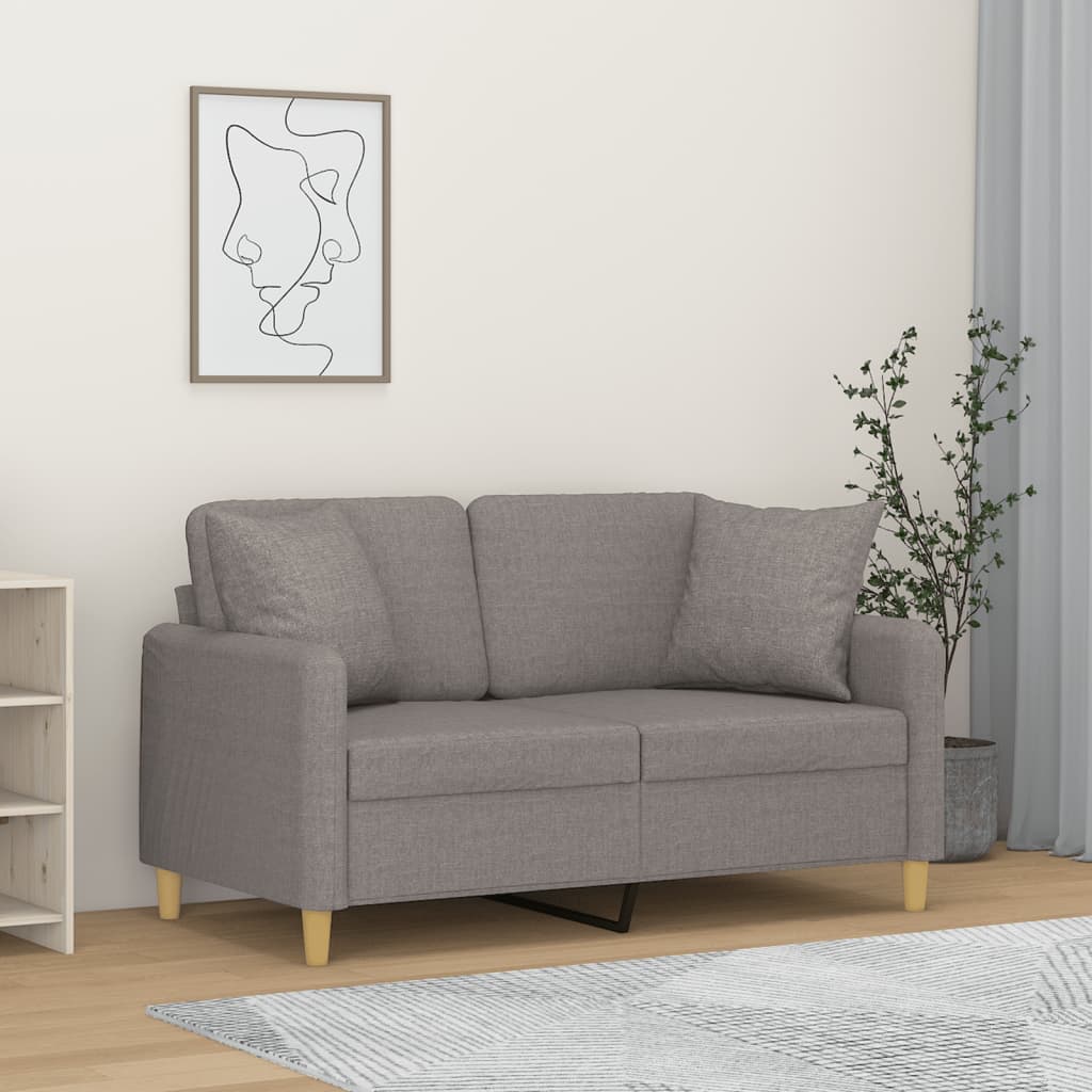 2-seater sofa + decorative cushions 120cm light gray fabric