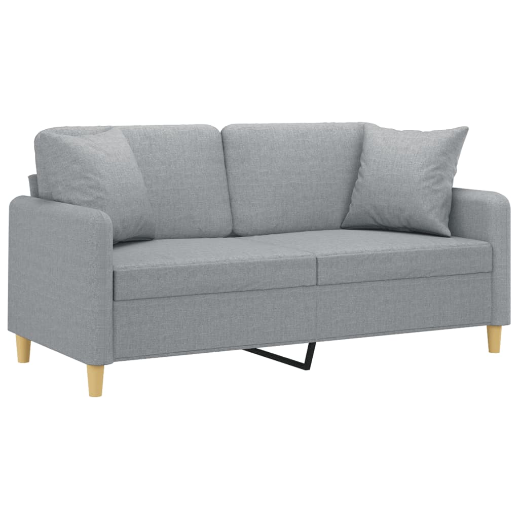 2-seater sofa + decorative cushions 140cm light grey fabric