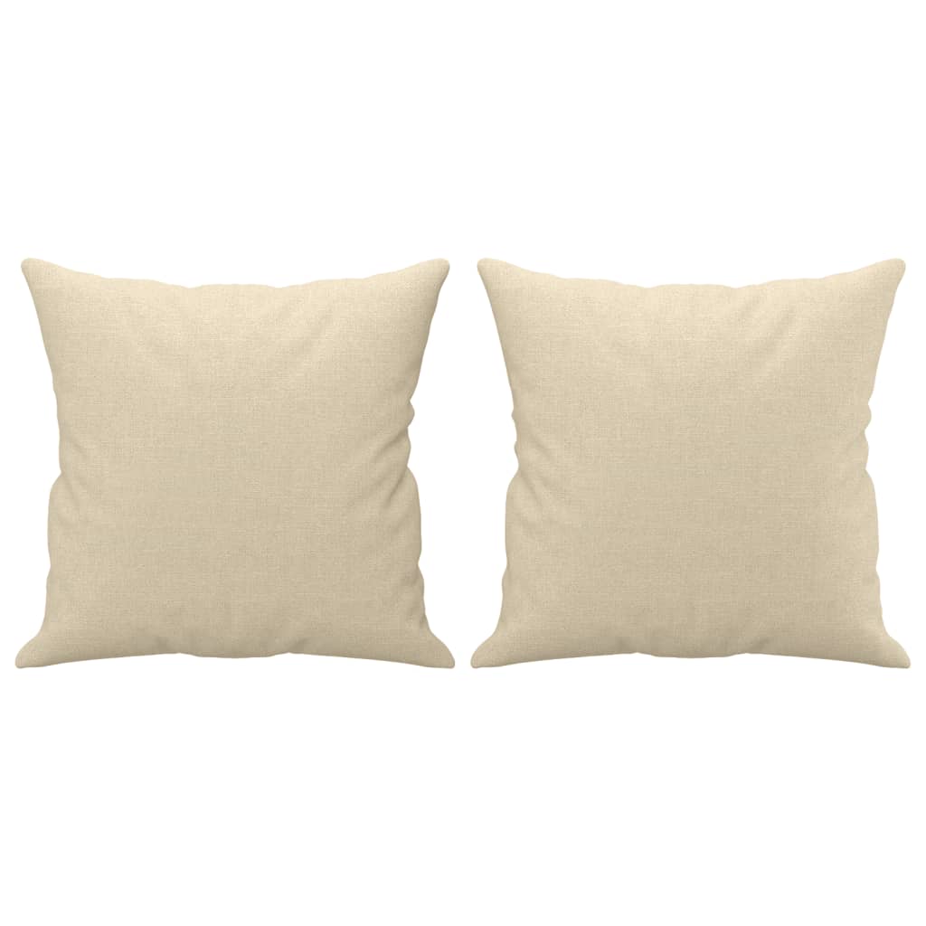 2-seater sofa + decorative cushions 140 cm cream-colored fabric