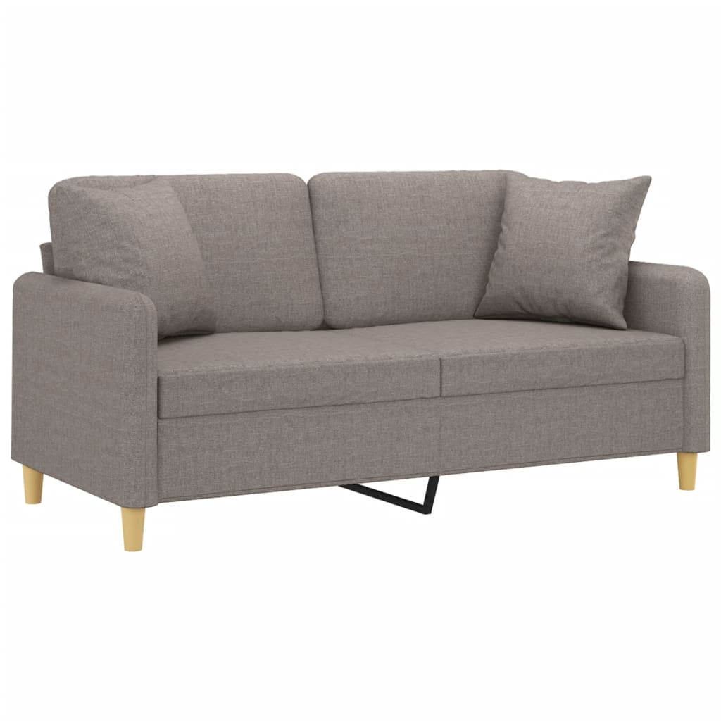 2-seater sofa + decorative cushions 140cm, grey-brown fabric