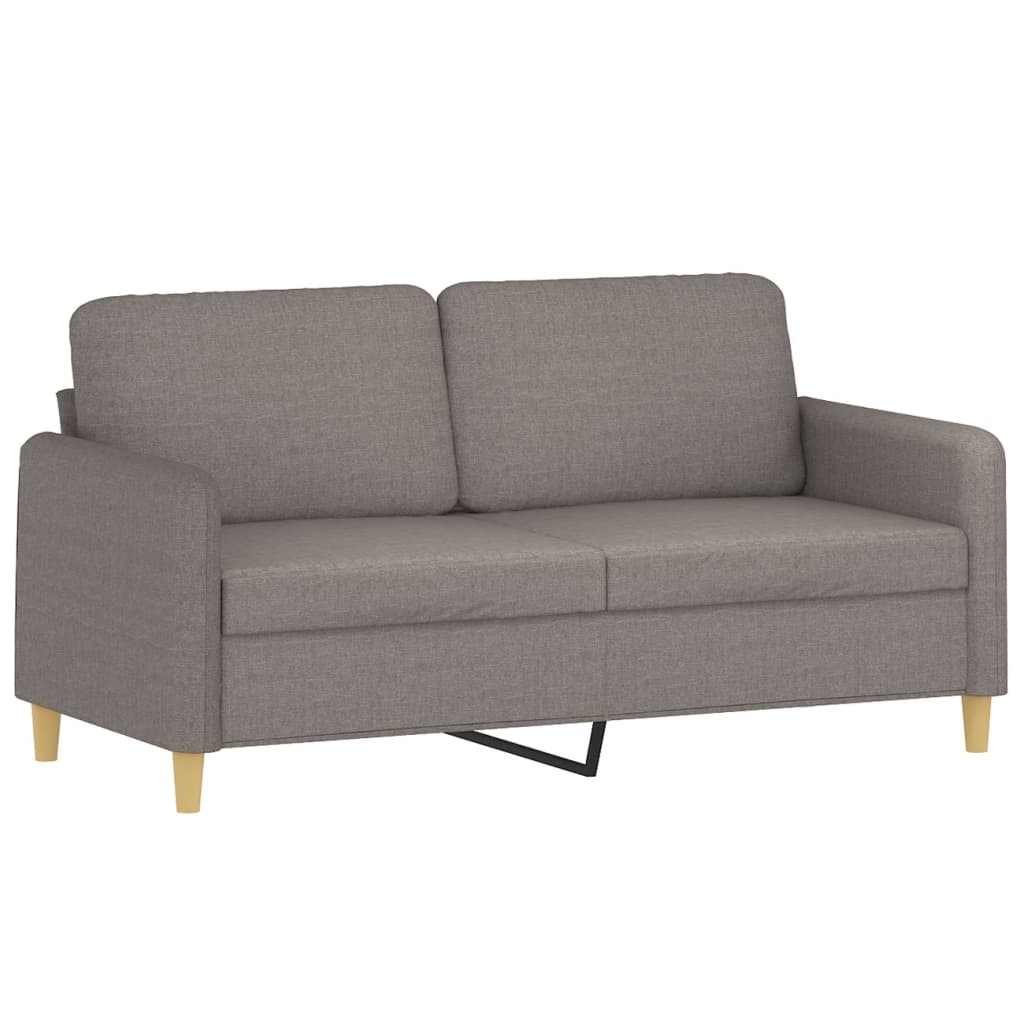 2-seater sofa + decorative cushions 140cm, grey-brown fabric