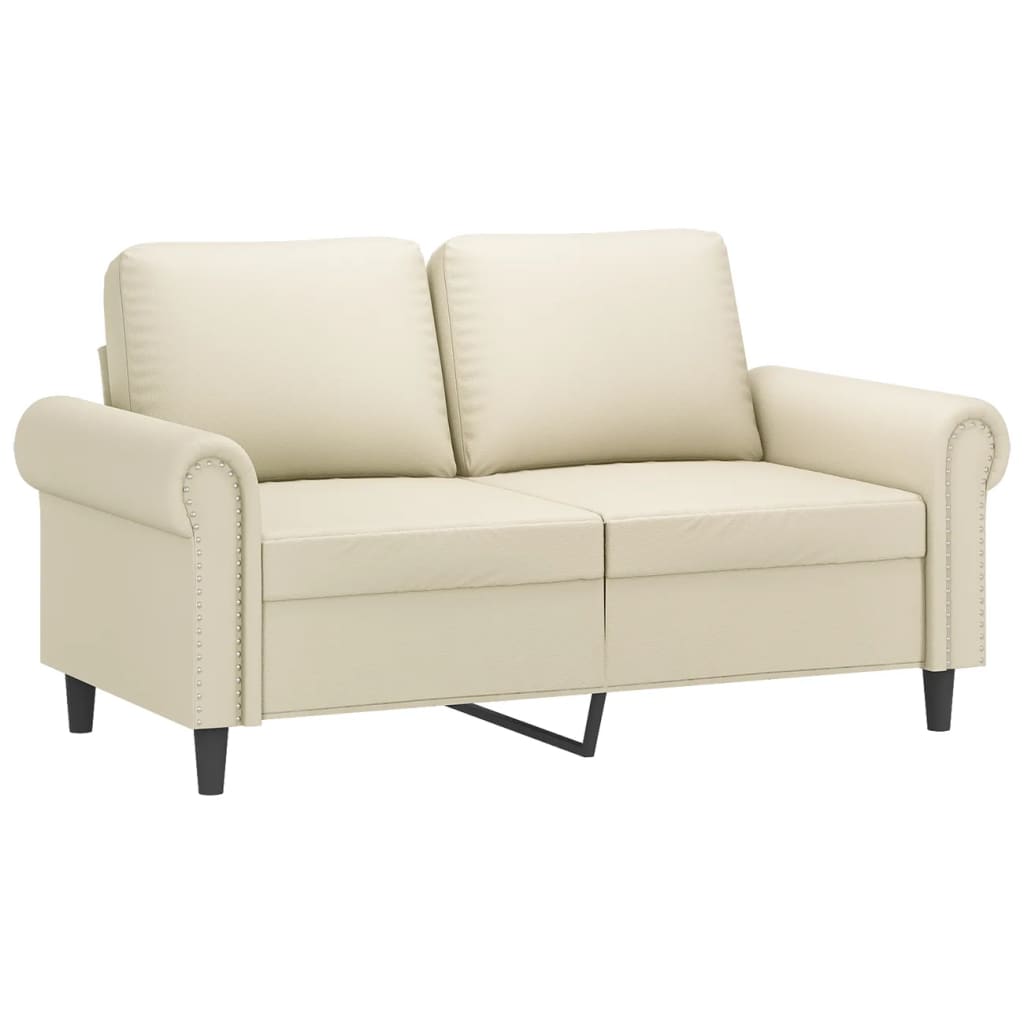 Sofá 2 lugares + almofadas decorativas 120cm couro artif. creme