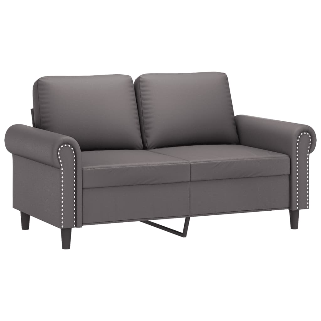 Sofá 2 lugares + almofadas decorativas 120cm couro artif. cinza
