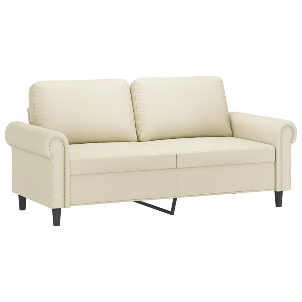 Sofá 2 lugares + almofadas decorativas 140cm couro artif. creme