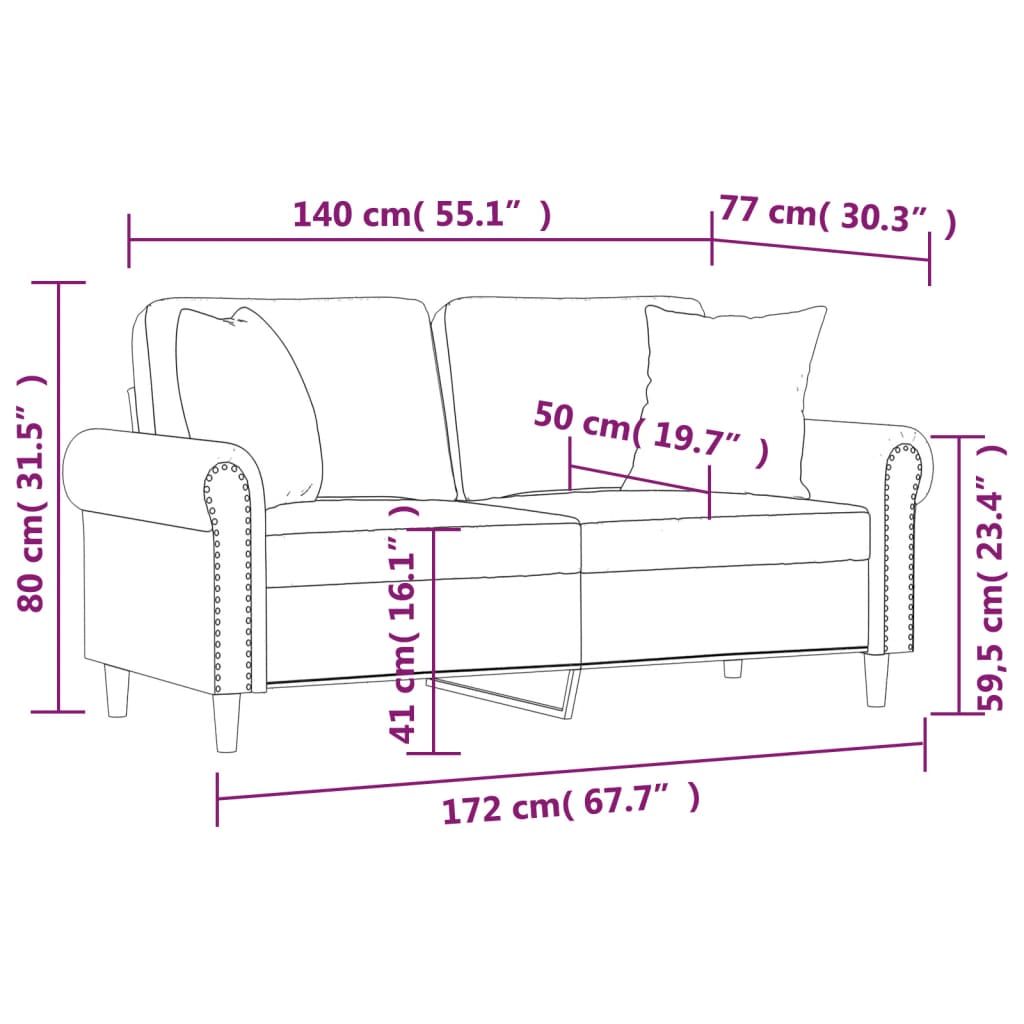 Sofá 2 lugares + almofadas decorativas 140cm couro artif. creme