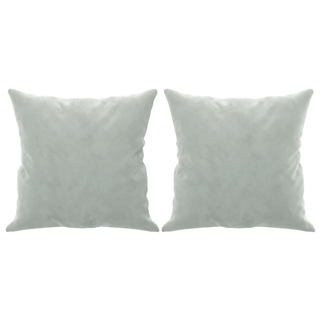 2-seater sofa + decorative cushions 120cm light grey velvet