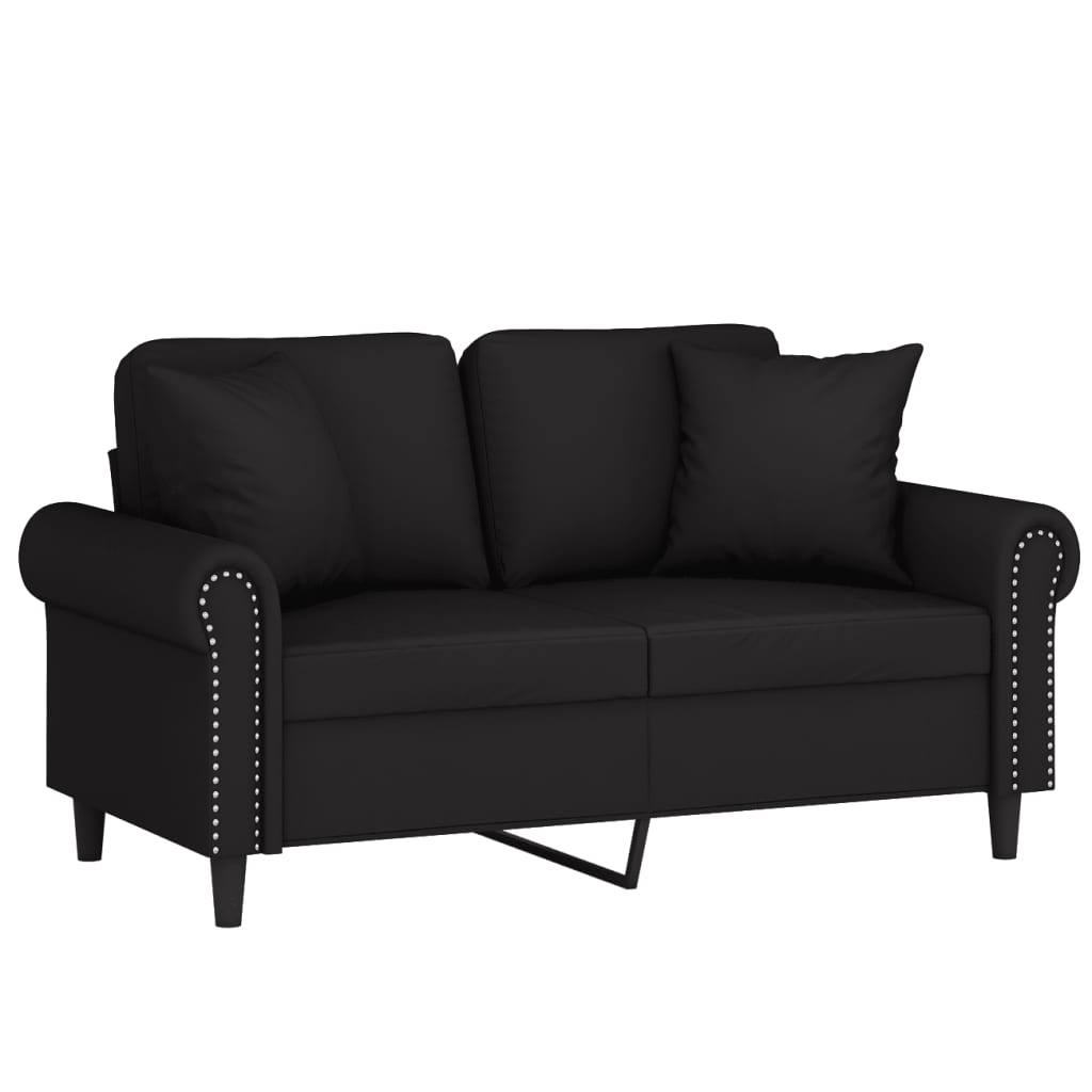 Sofá 2 lugares c/ almofadas decorativas 120 cm veludo preto
