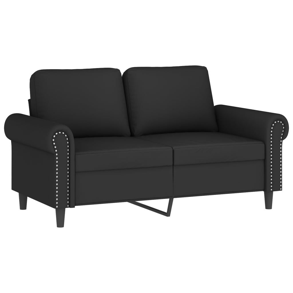 Sofá 2 lugares c/ almofadas decorativas 120 cm veludo preto