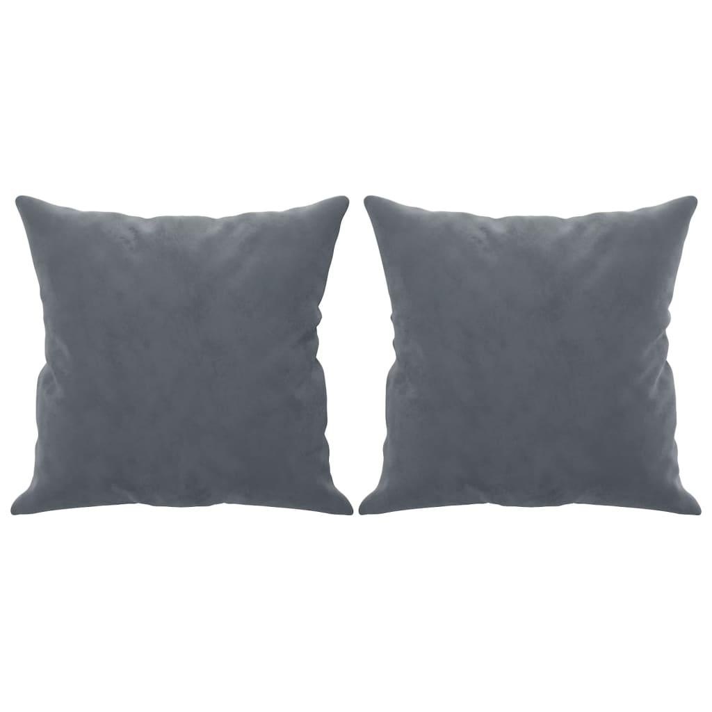 Sofá 2 lug. c/ almofadas decorativas 140 cm veludo cinza-escuro