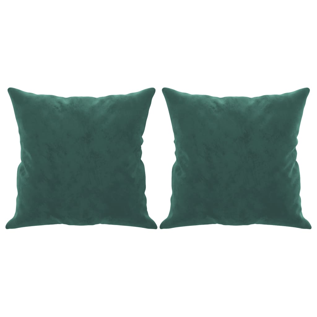 Sofá 2 lug. c/ almofadas decorativas 140cm veludo verde-escuro