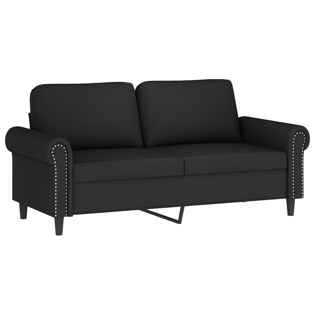 Sofá 2 lugares c/ almofadas decorativas 140 cm veludo preto