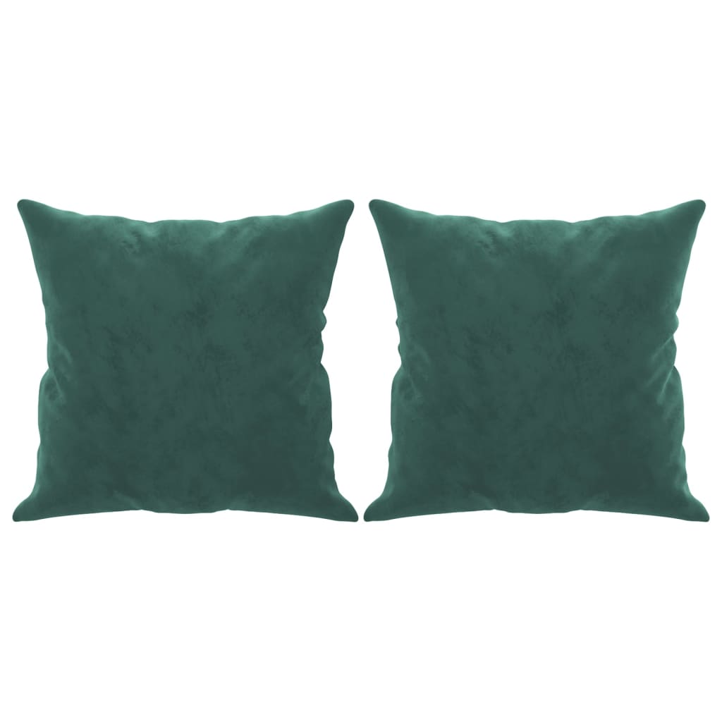 Sofá 3 lug. c/ almofadas decorativas 180 cm veludo verde-escuro
