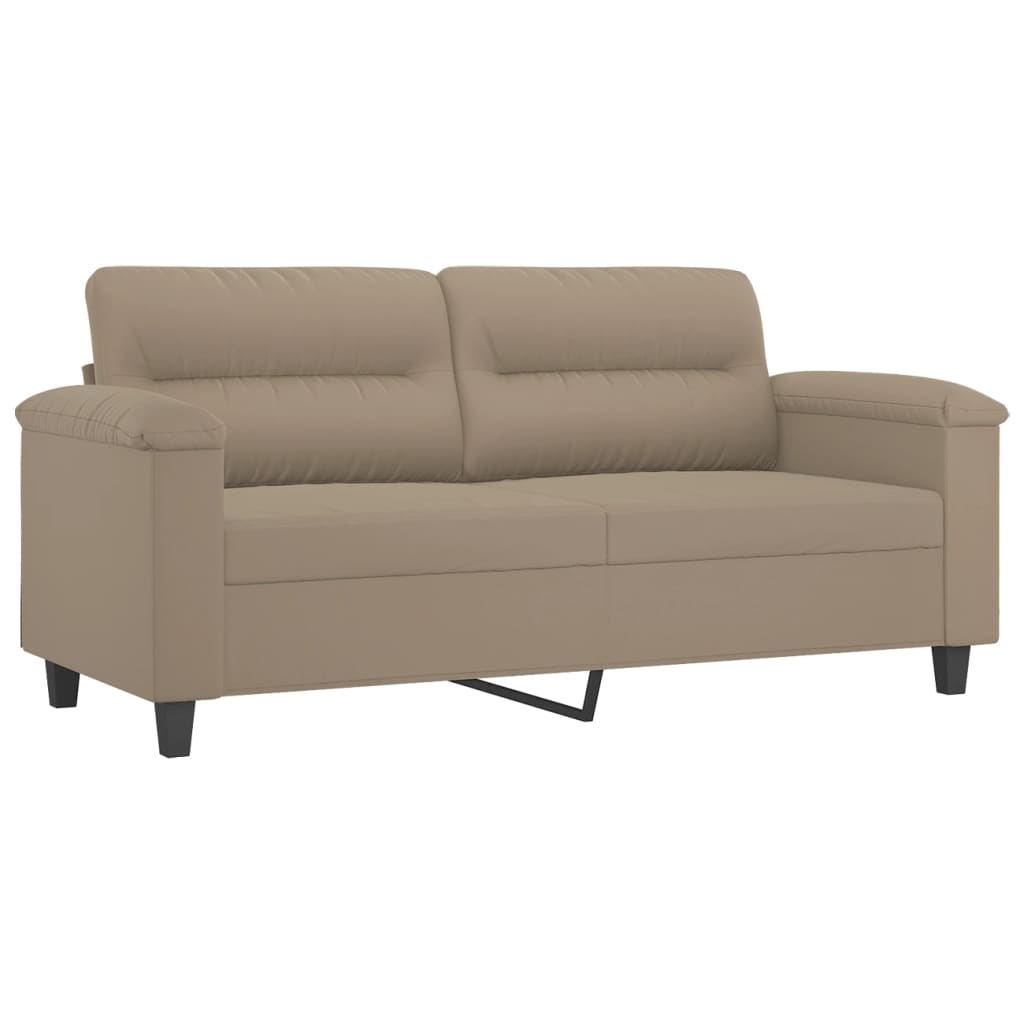 Sofá 2 lugares c/ almofadas 140 cm microfibra cinza-acastanhado