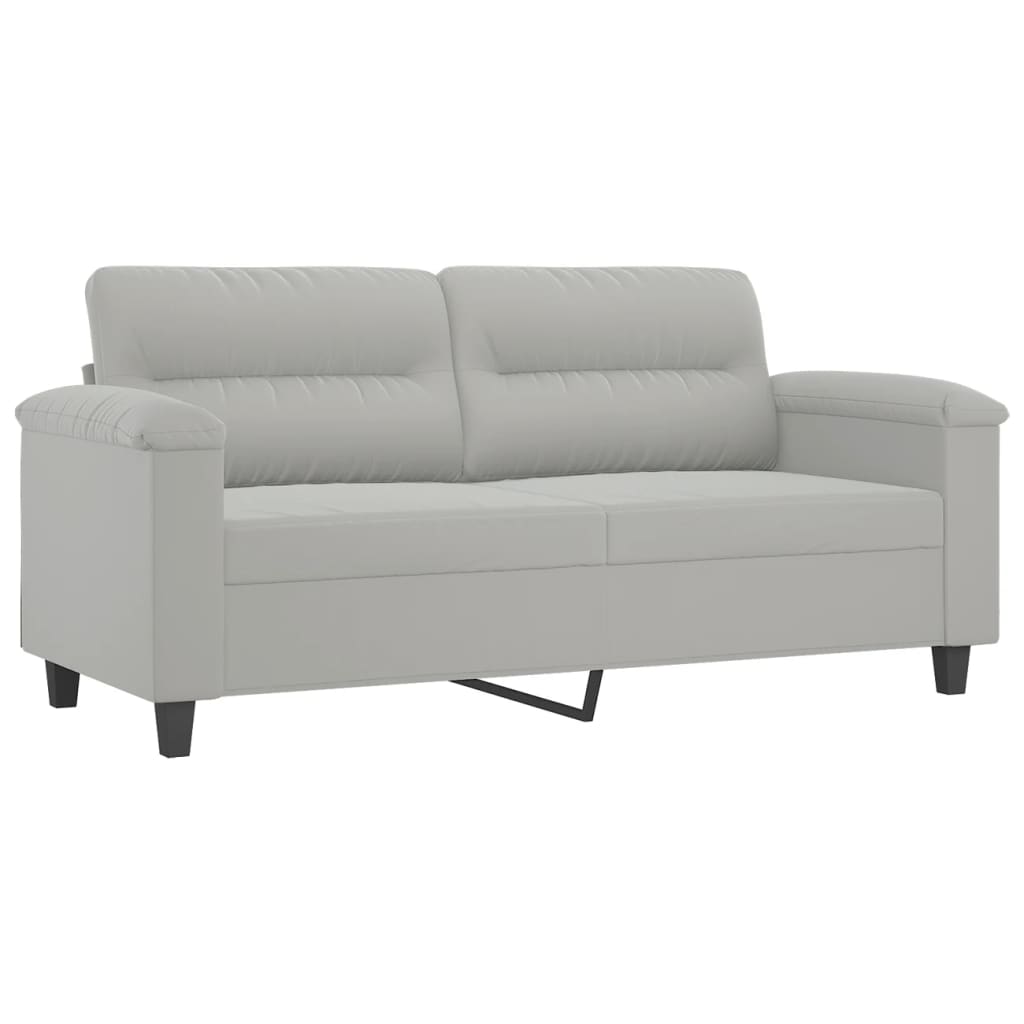 Sofá 2 lugares c/ almofadas 140 cm microfibra cinzento-claro
