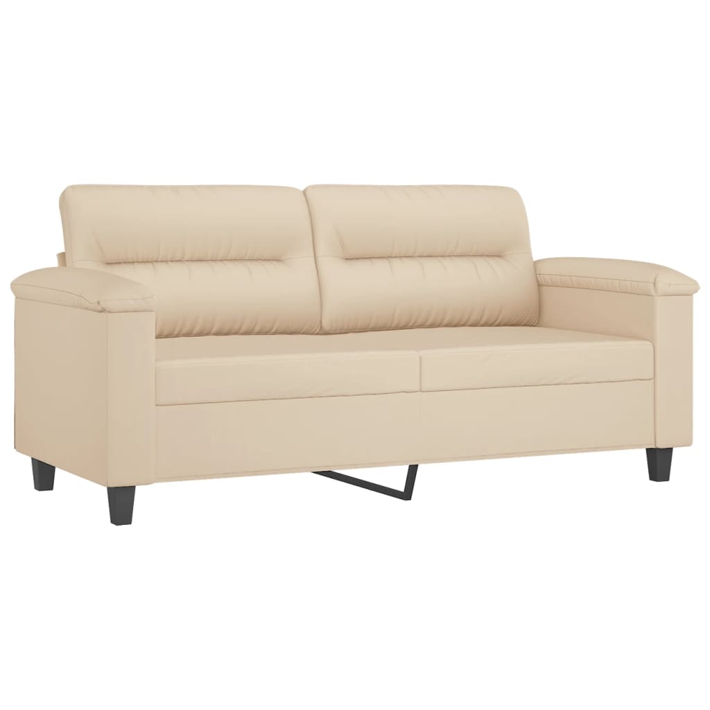 Sofá 2 lugares c/ almofadas 140 cm microfibra cor creme