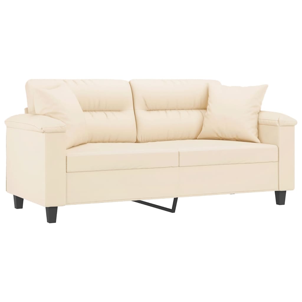 Sofá 2 lugares c/ almofadas 140 cm microfibra bege
