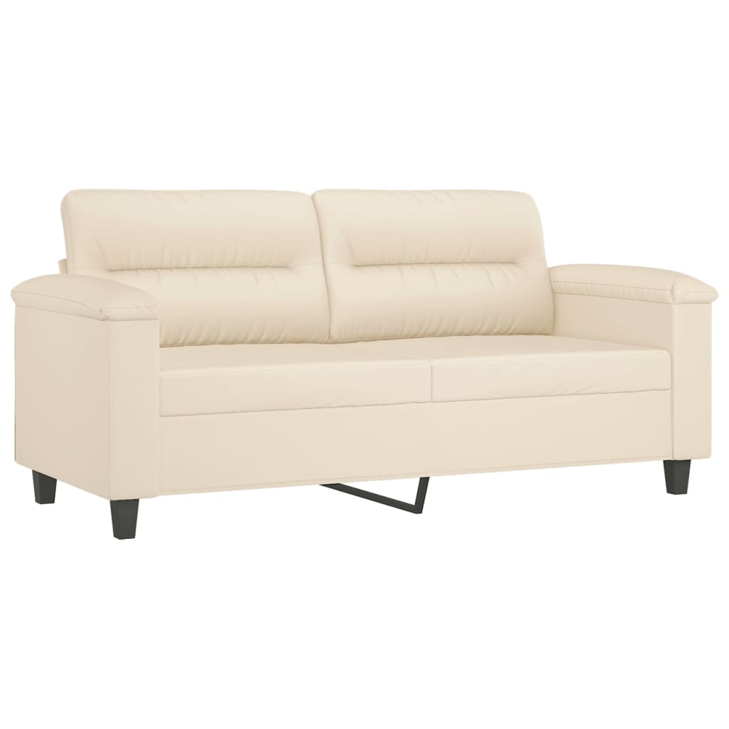 Sofá 2 lugares c/ almofadas 140 cm microfibra bege