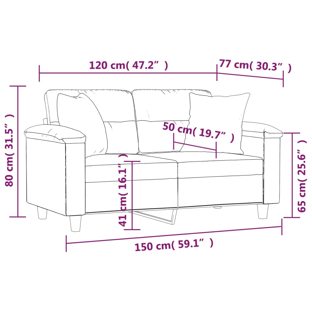 Sofá 2 lugares + almofadas decorativas 120cm couro artif. preto
