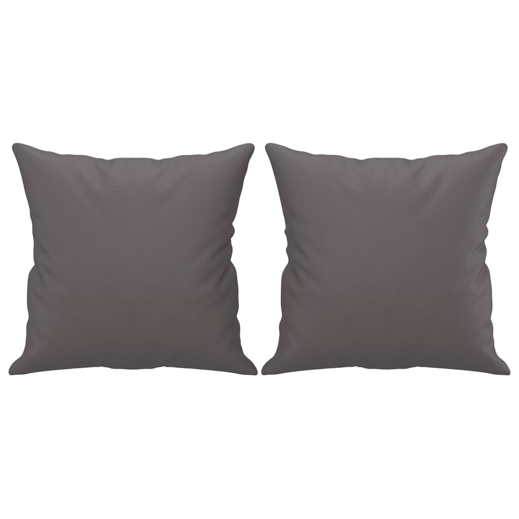 Sofá 2 lugares + almofadas decorativas 140cm couro artif. cinza