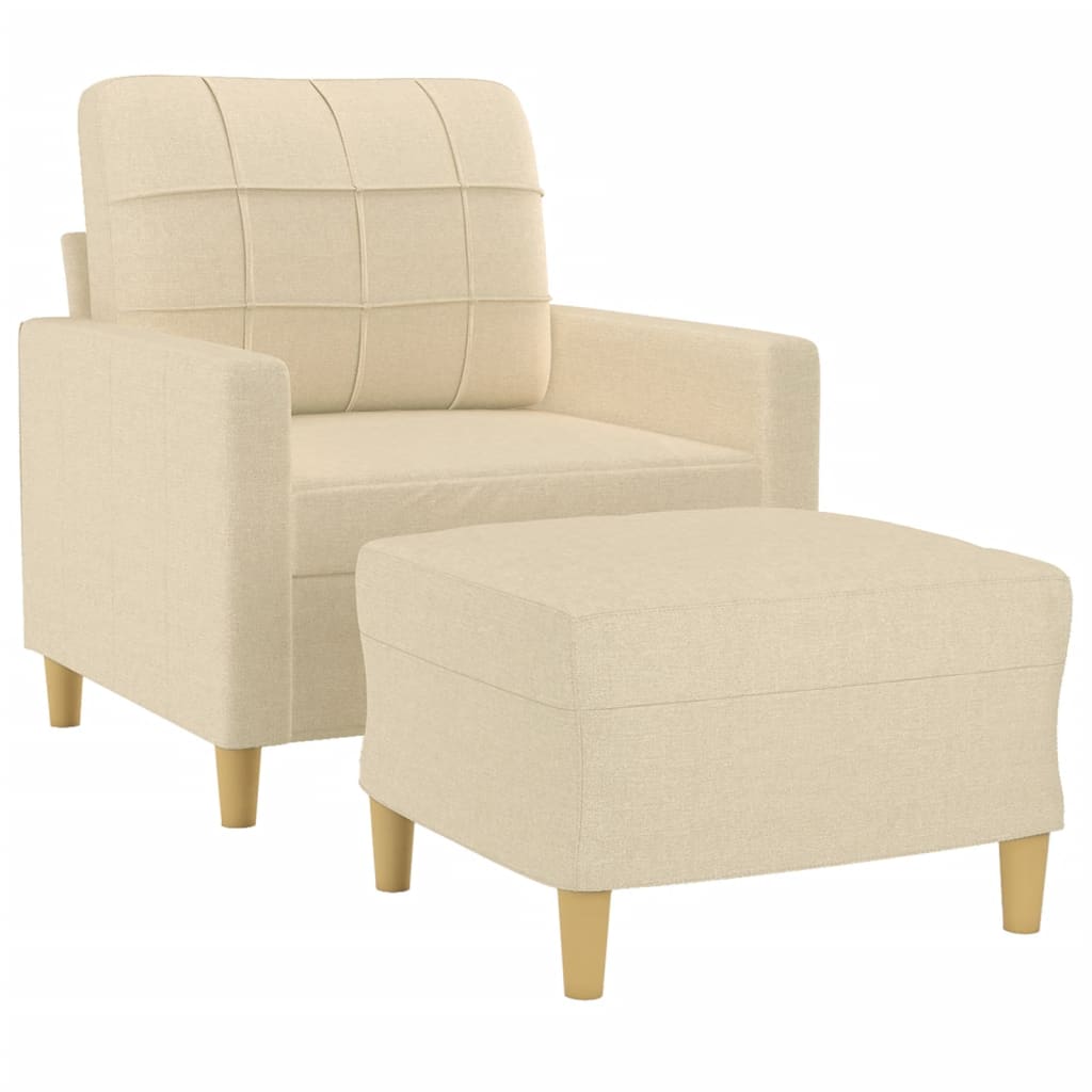 Poltrona com apoio de pés 60 cm tecido cor creme