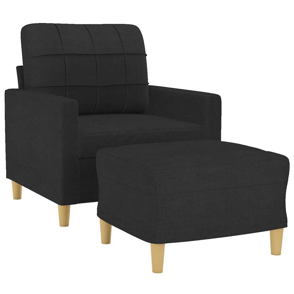 Poltrona com apoio de pés 60 cm tecido preto