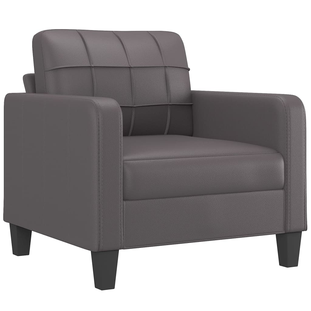 Poltrona com apoio de pés couro artificial 60 cm cinzento