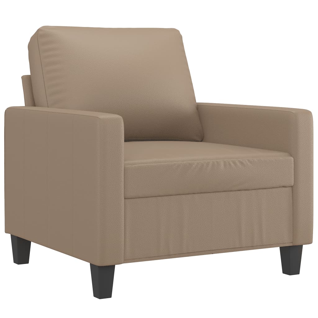 Poltrona com apoio de pés 60 cm couro artificial cappuccino