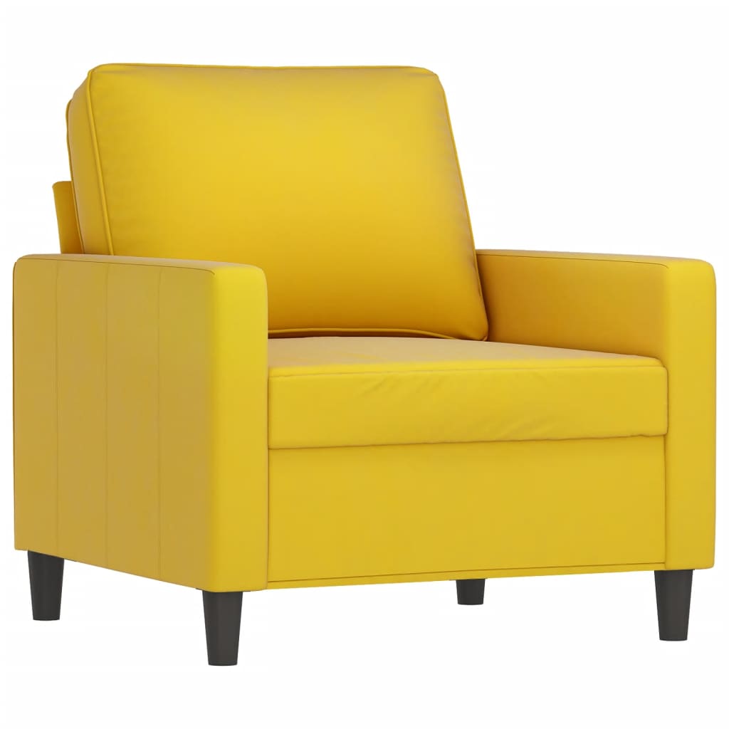 Poltrona com apoio de pés 60 cm veludo amarelo