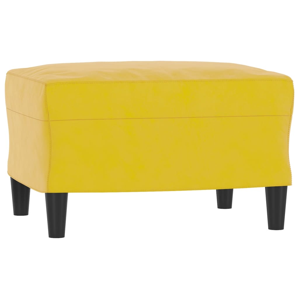 Sofá de 3 lugares com apoio de pés 180 cm veludo amarelo