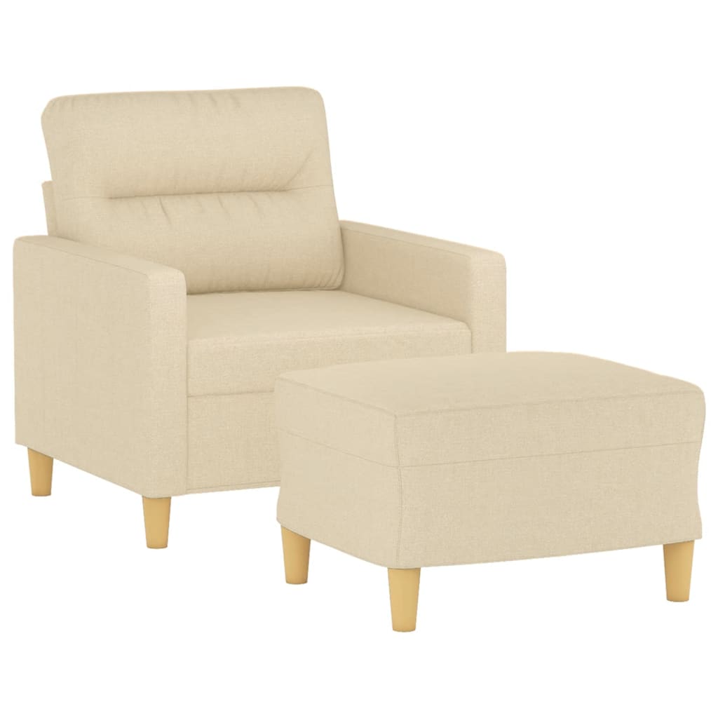 Poltrona com apoio de pés 60 cm tecido cor creme