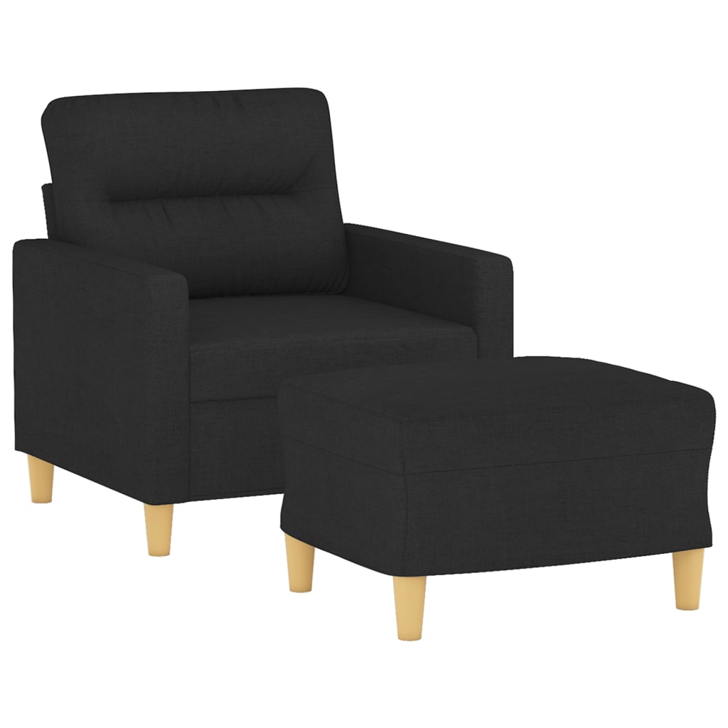 Poltrona com apoio de pés 60 cm tecido preto